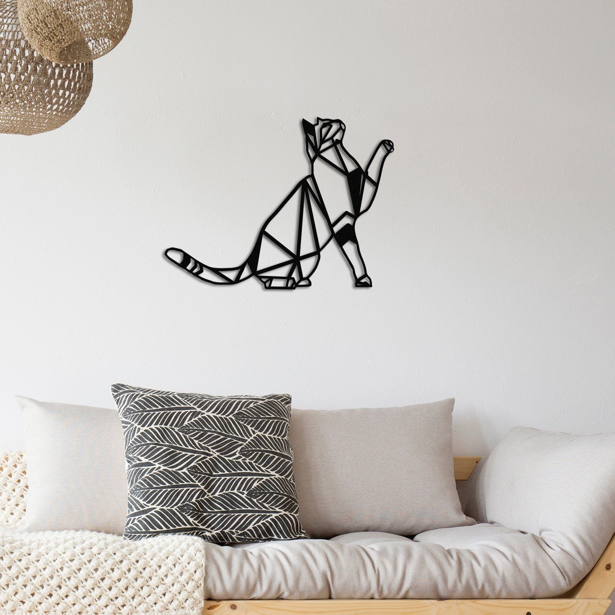 Decoratiune perete CAT METAL DECOR, negru, metal, 51x38 cm
