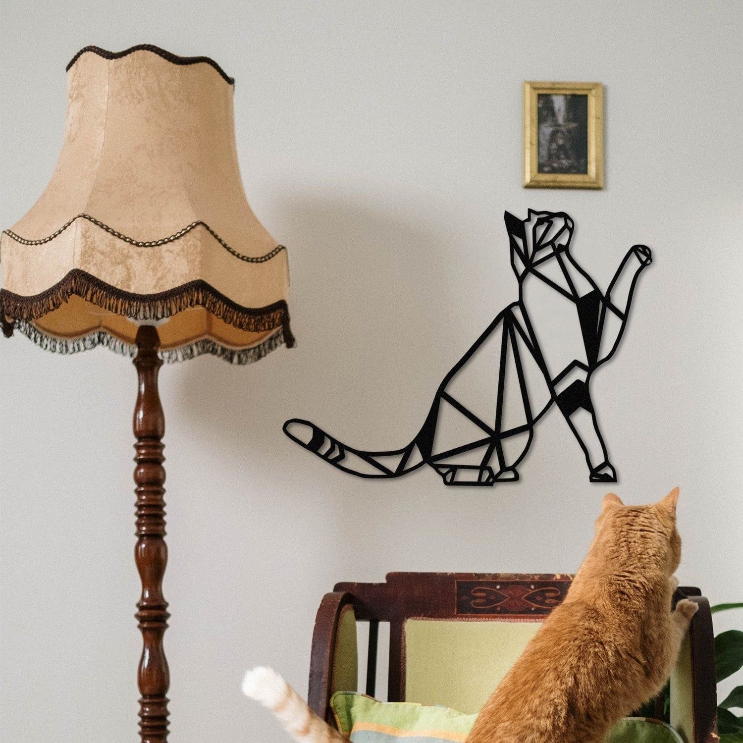 Decoratiune perete CAT METAL DECOR, negru, metal, 51x38 cm