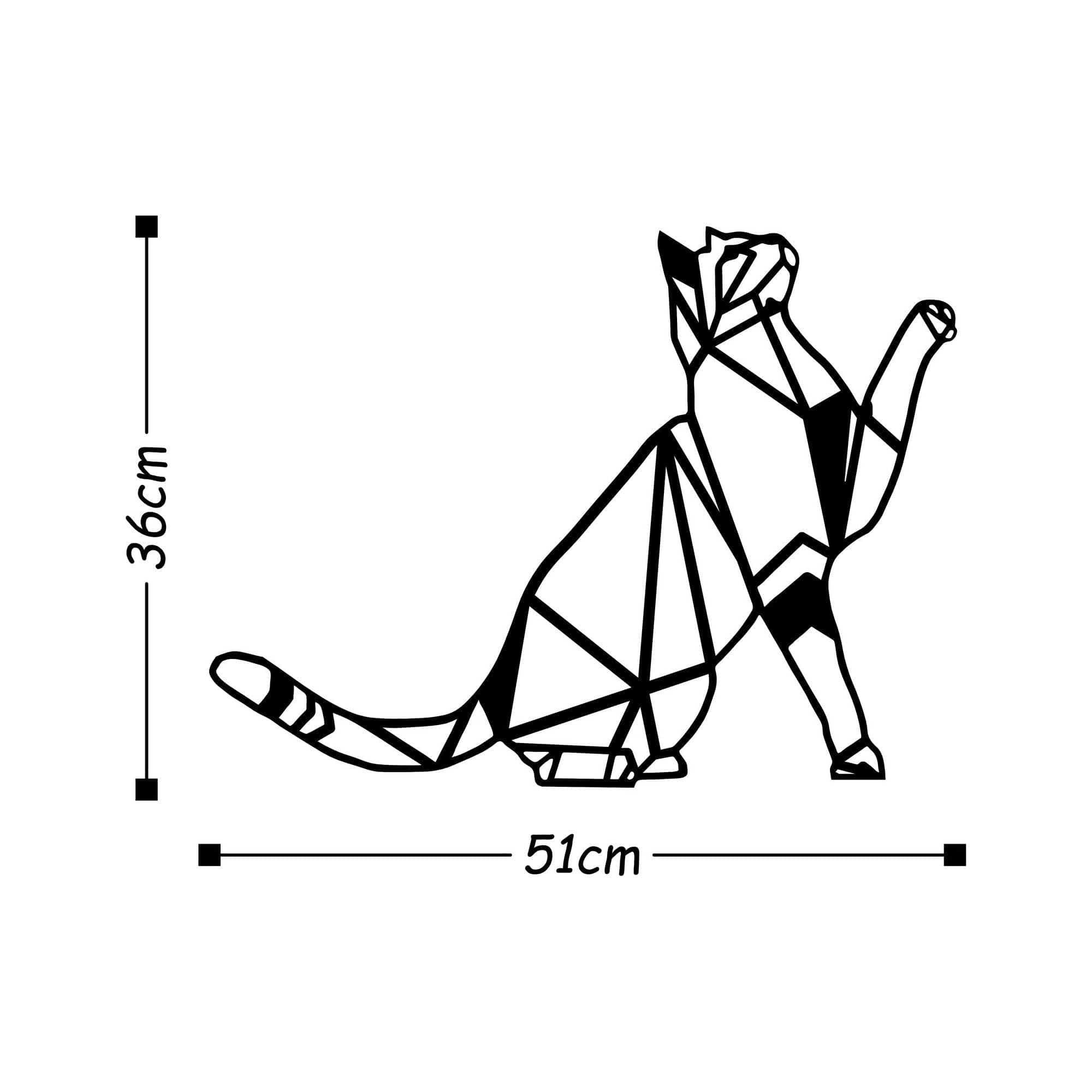 Decoratiune perete CAT, negru, metal, 51x36 cm