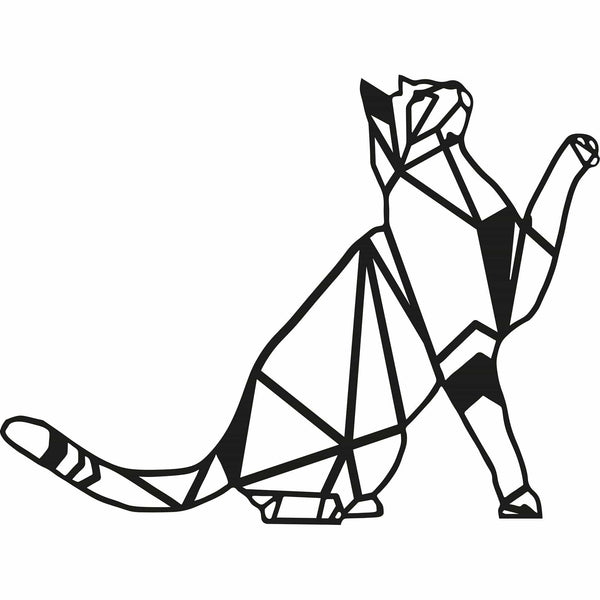 Decoratiune perete CAT, negru, metal, 51x36 cm