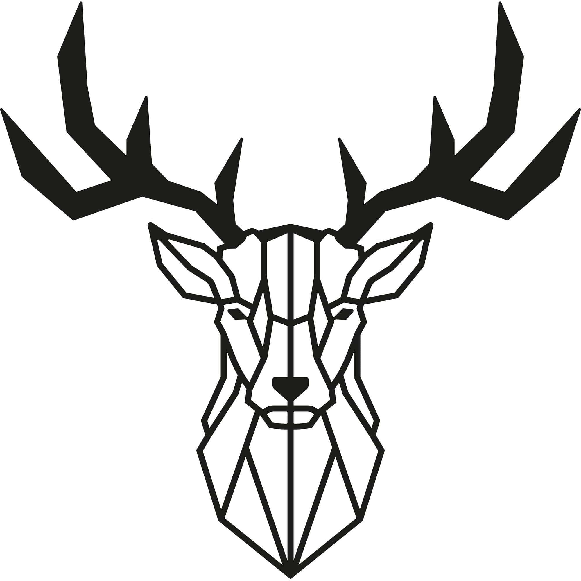 Decoratiune perete DEER2, negru, metal, 51x51 cm