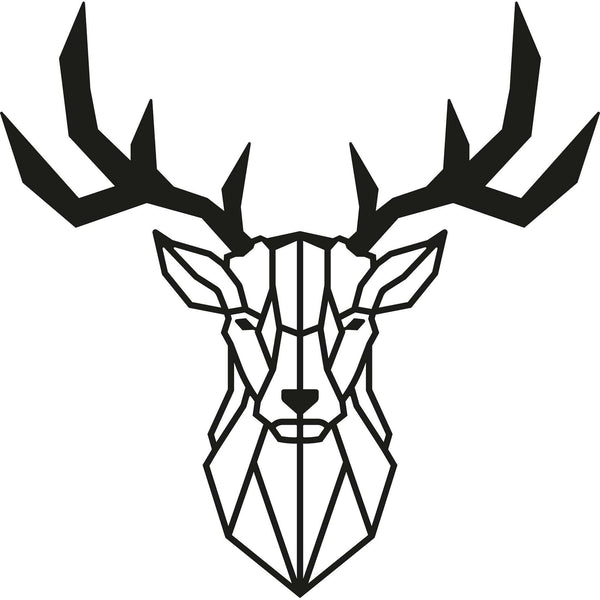 Decoratiune perete DEER2, negru, metal, 51x51 cm