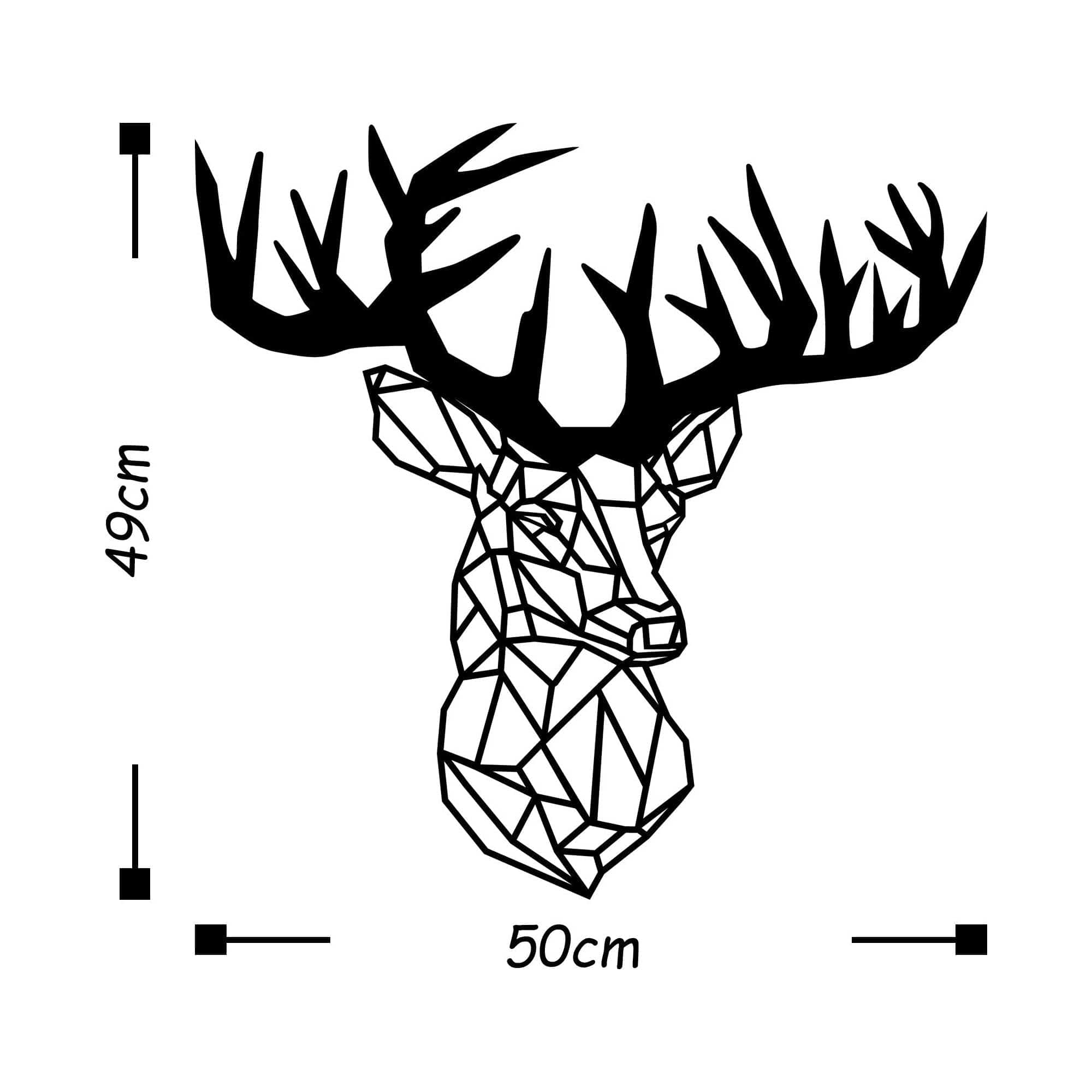 Decoratiune perete DEER3, negru, metal, 50x49 cm