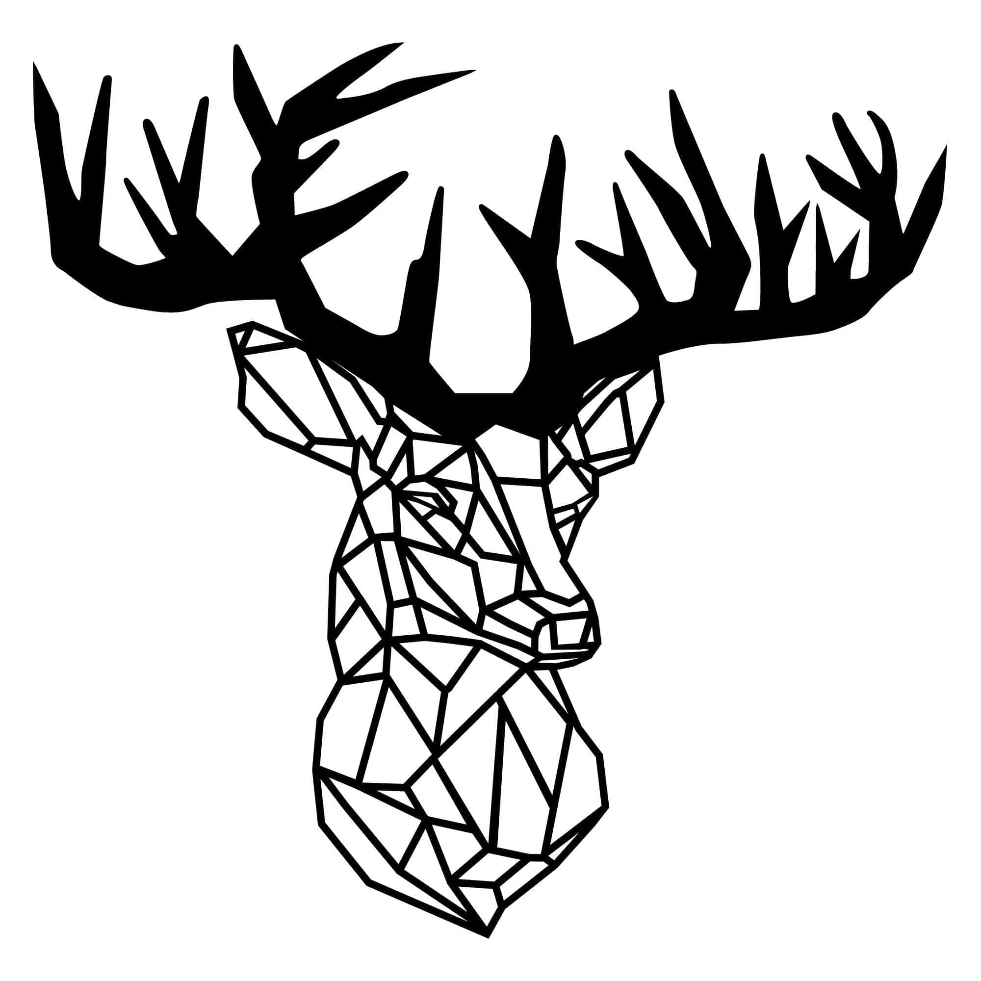 Decoratiune perete DEER3, negru, metal, 50x49 cm