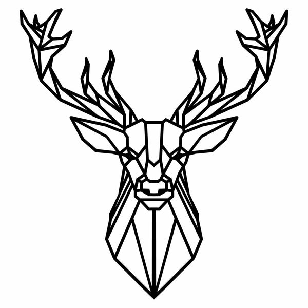 Decoratiune perete DEER4, negru, metal, 60x65 cm