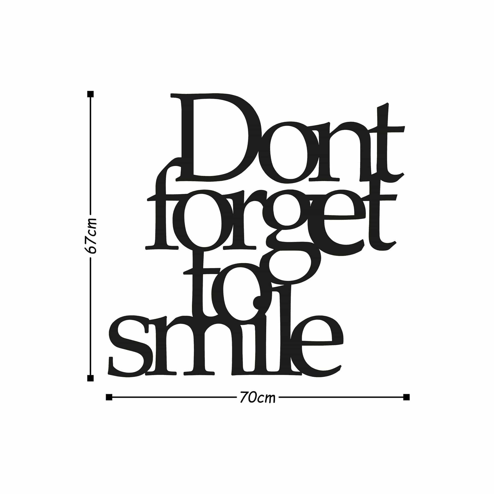 Decoratiune perete DONT FORGET TO SMILE, negru, metal, 70x67 cm