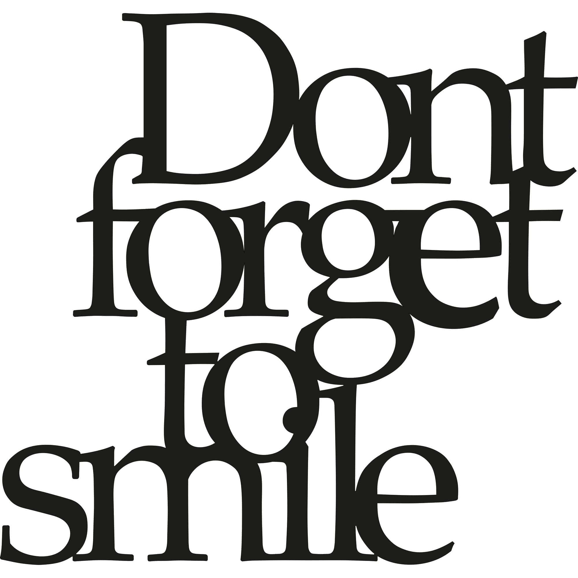 Decoratiune perete DONT FORGET TO SMILE, negru, metal, 70x67 cm