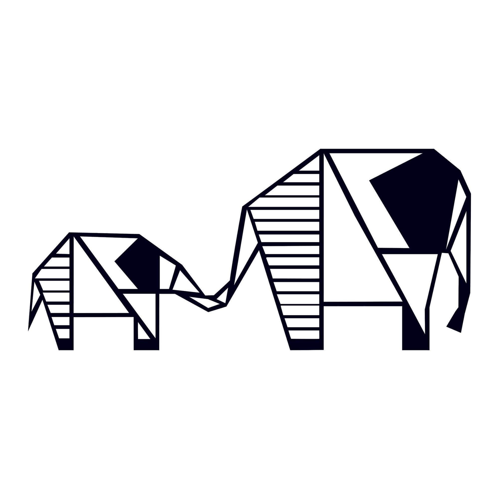 Decoratiune perete ELEPHANT 3, negru, metal, 55x25 cm