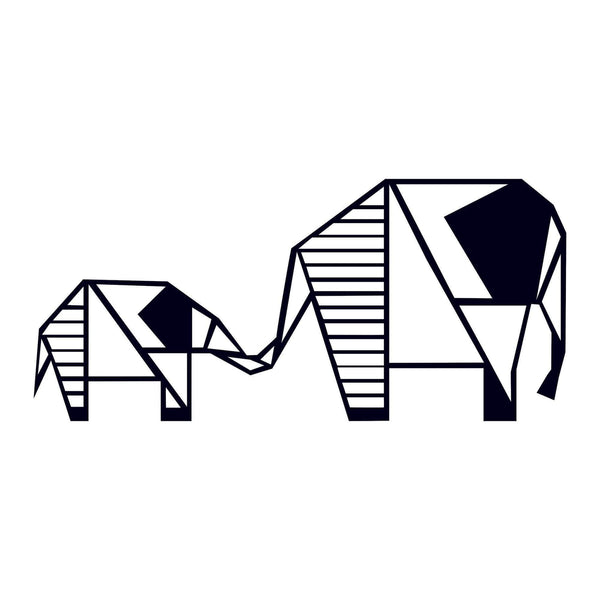 Decoratiune perete ELEPHANT 3, negru, metal, 55x25 cm