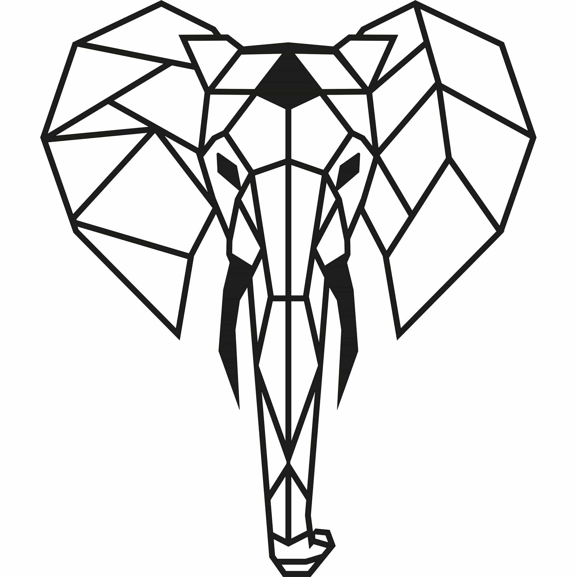 Decoratiune perete ELEPHANT, negru, metal, 45x52 cm