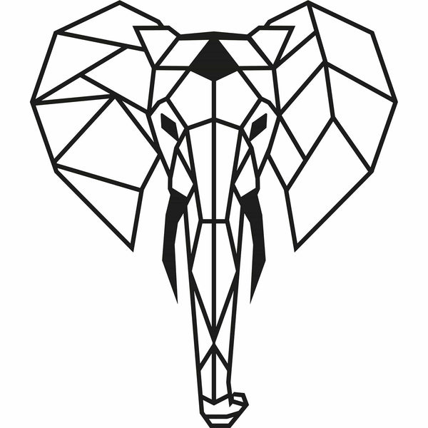 Decoratiune perete ELEPHANT, negru, metal, 45x52 cm
