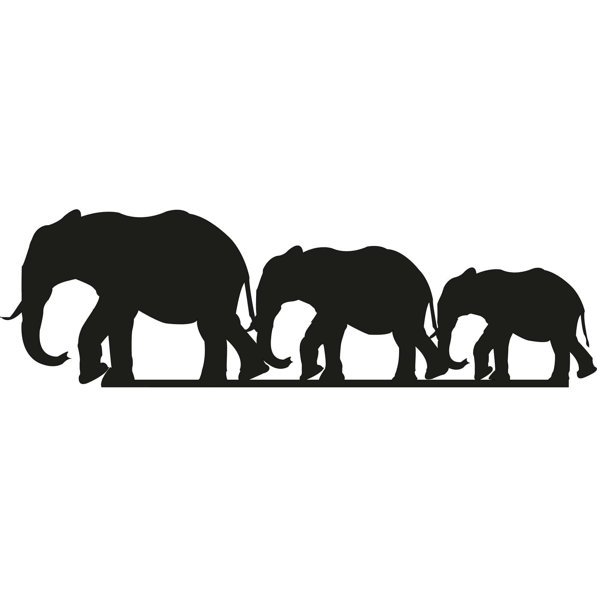 Decoratiune perete ELEPHANTS, negru, metal, 50x15 cm