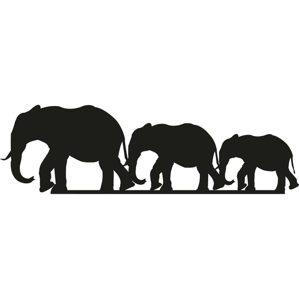 Decoratiune perete ELEPHANTS, negru, metal, 50x15 cm