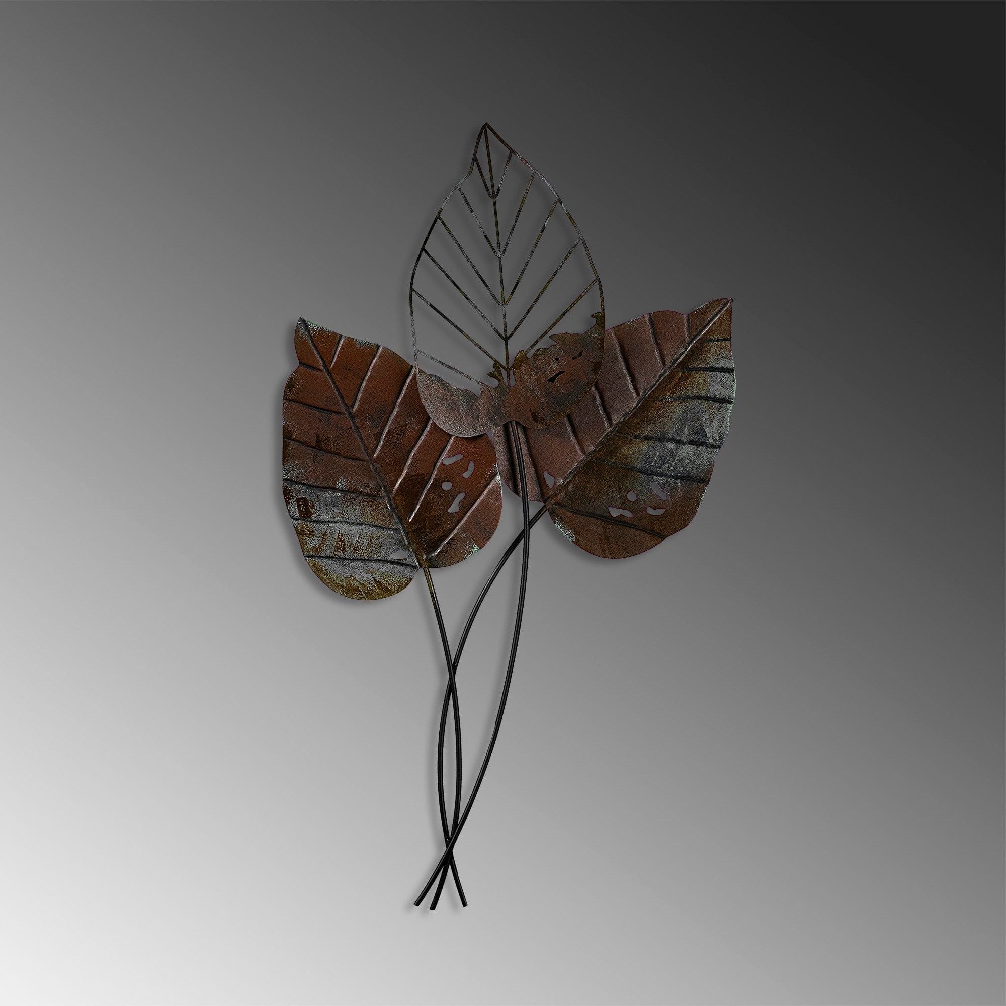 Decoratiune perete FALL 3, maro/negru, metal, 45x85 cm