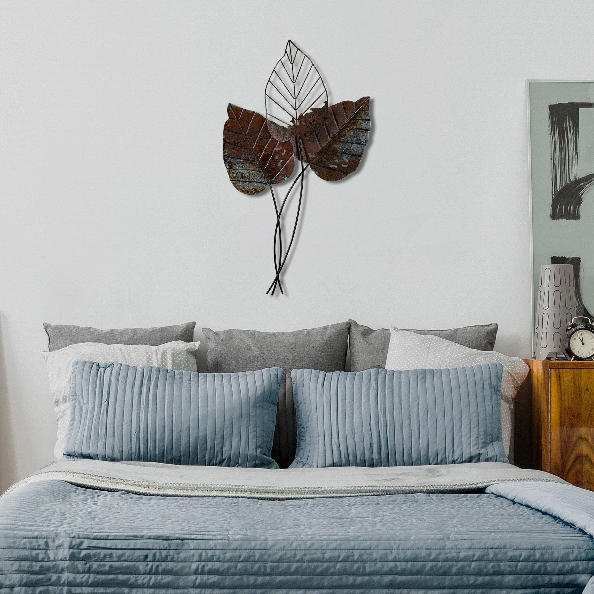 Decoratiune perete FALL 3, maro/negru, metal, 45x85 cm