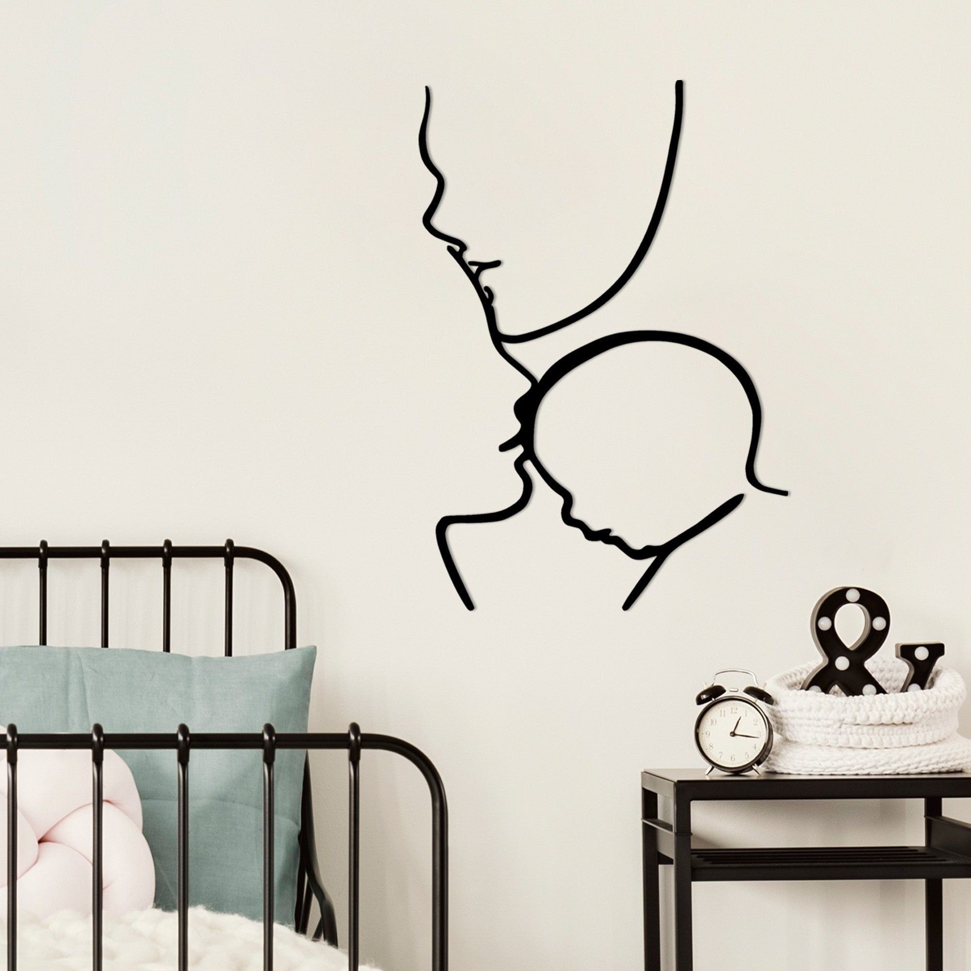 Decoratiune perete FAMILY, negru, metal, 50x72 cm