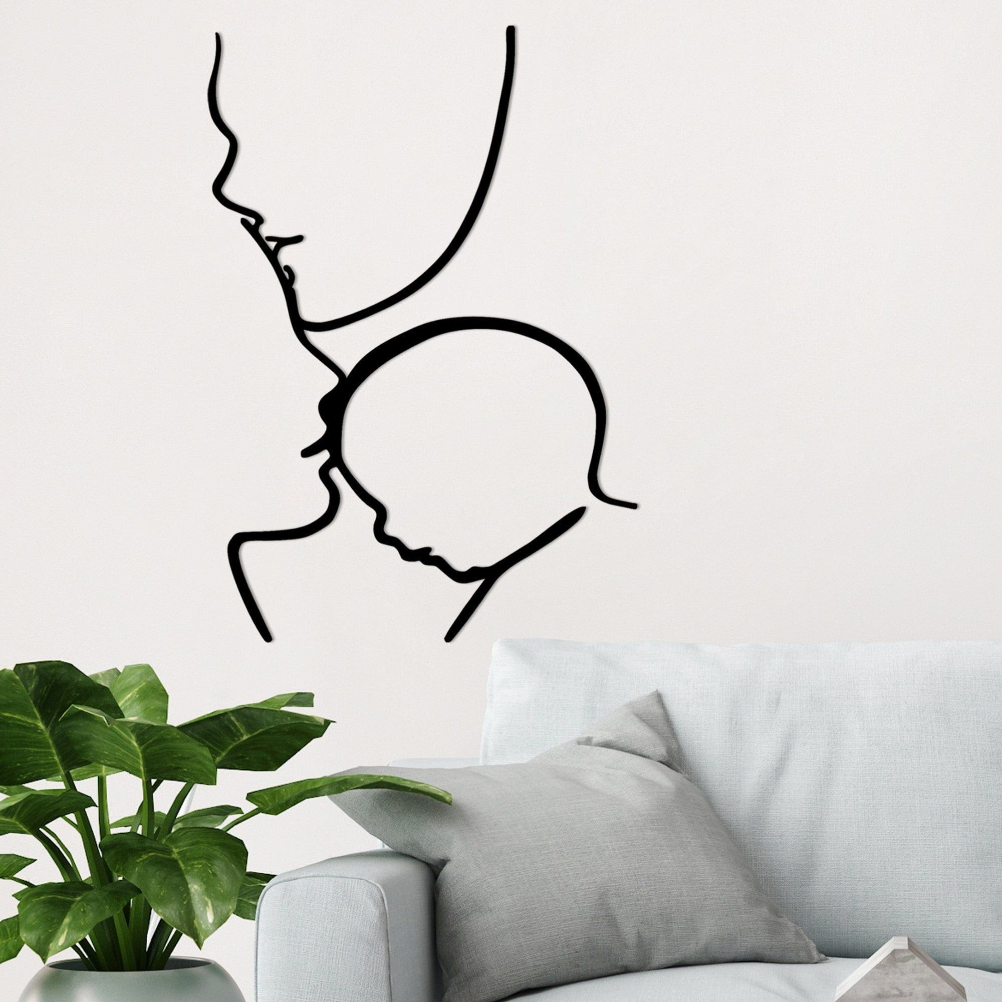 Decoratiune perete FAMILY, negru, metal, 50x72 cm