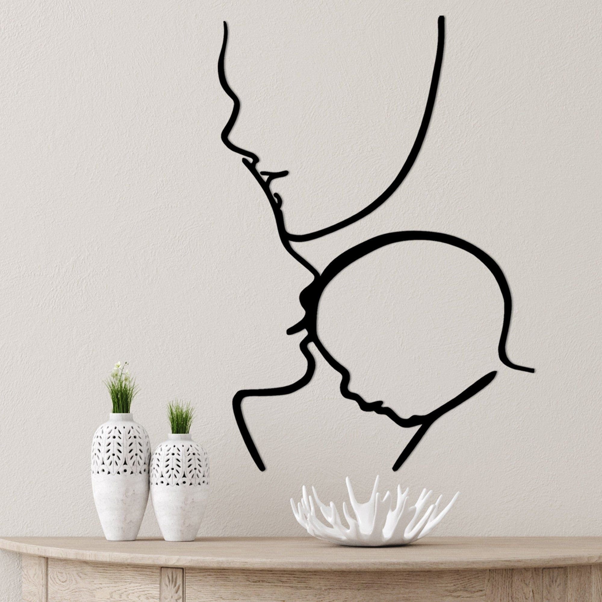 Decoratiune perete FAMILY, negru, metal, 50x72 cm