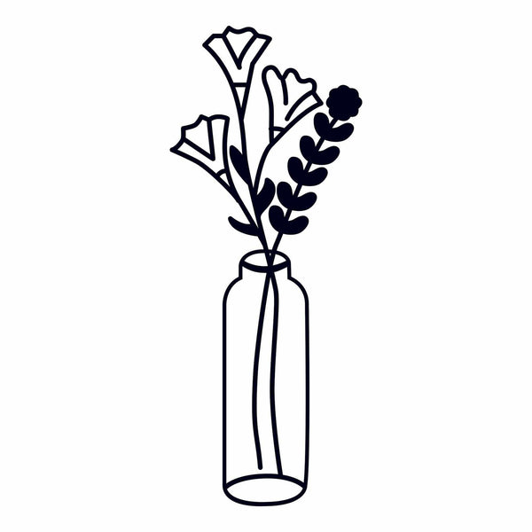 Decoratiune perete FLOWER 6, negru, metal, 24x60 cm