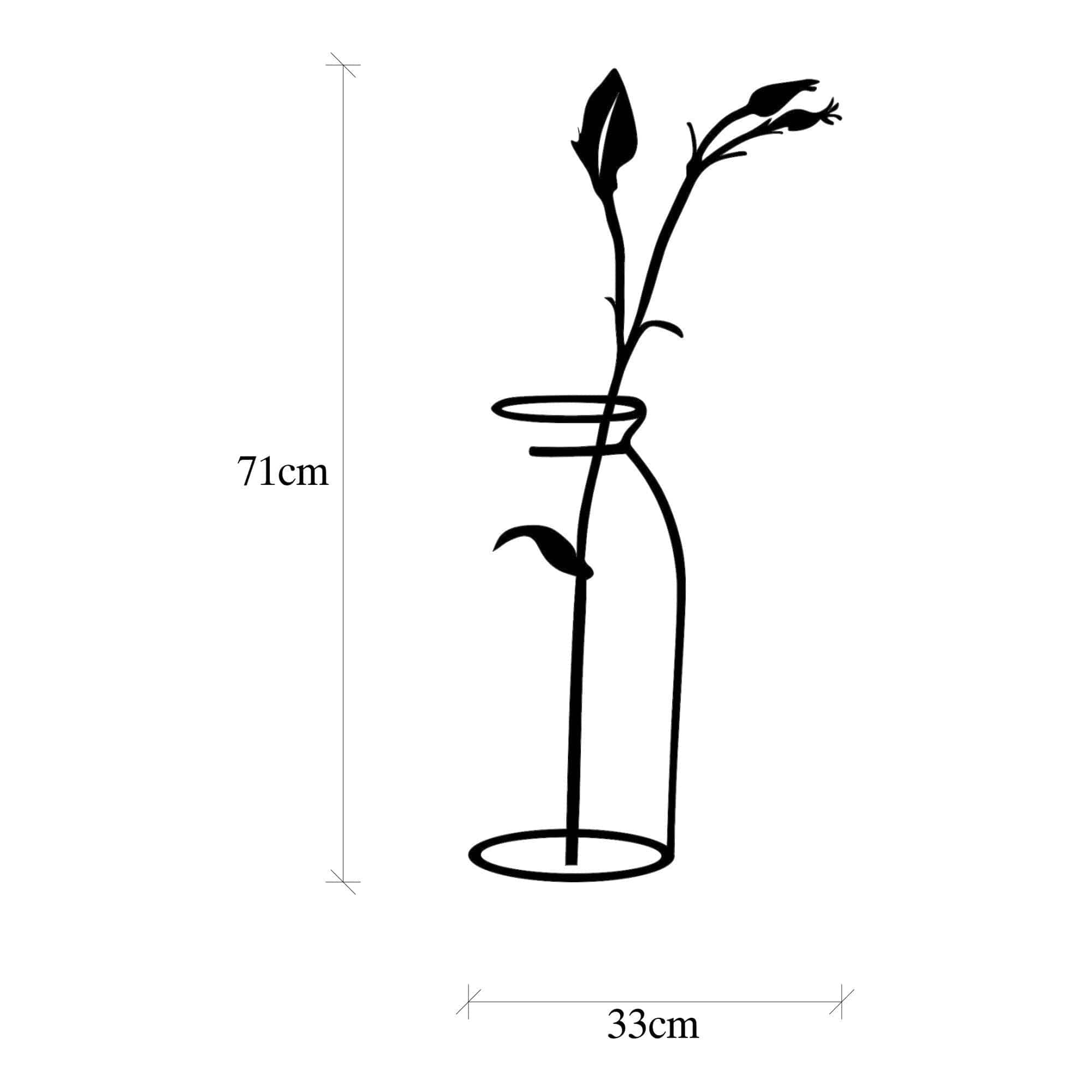 Decoratiune perete FLOWER, negru, metal, 33x71 cm