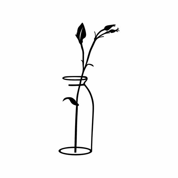 Decoratiune perete FLOWER, negru, metal, 33x71 cm