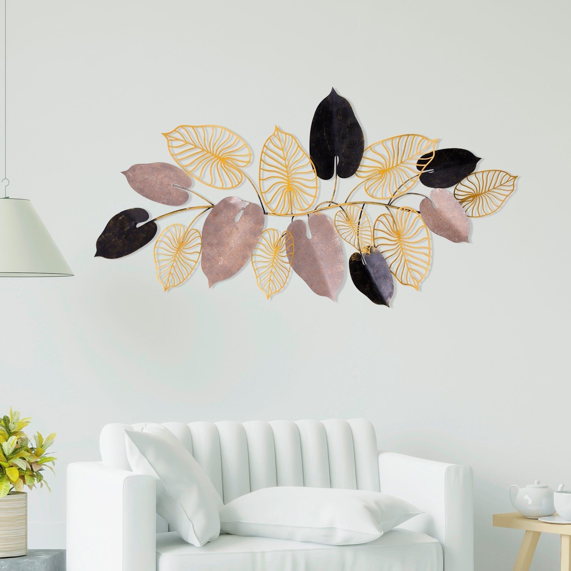 Decoratiune perete FURIZE, auriu/bej, metal, 120x7x61 cm
