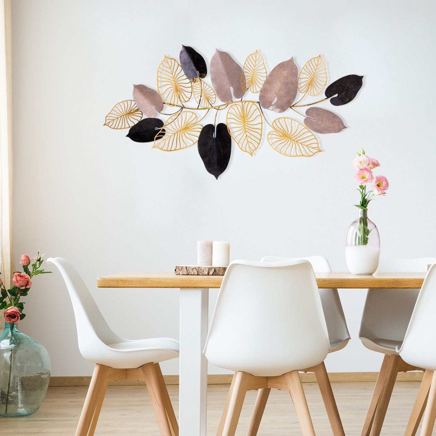 Decoratiune perete FURIZE, auriu/bej, metal, 120x7x61 cm