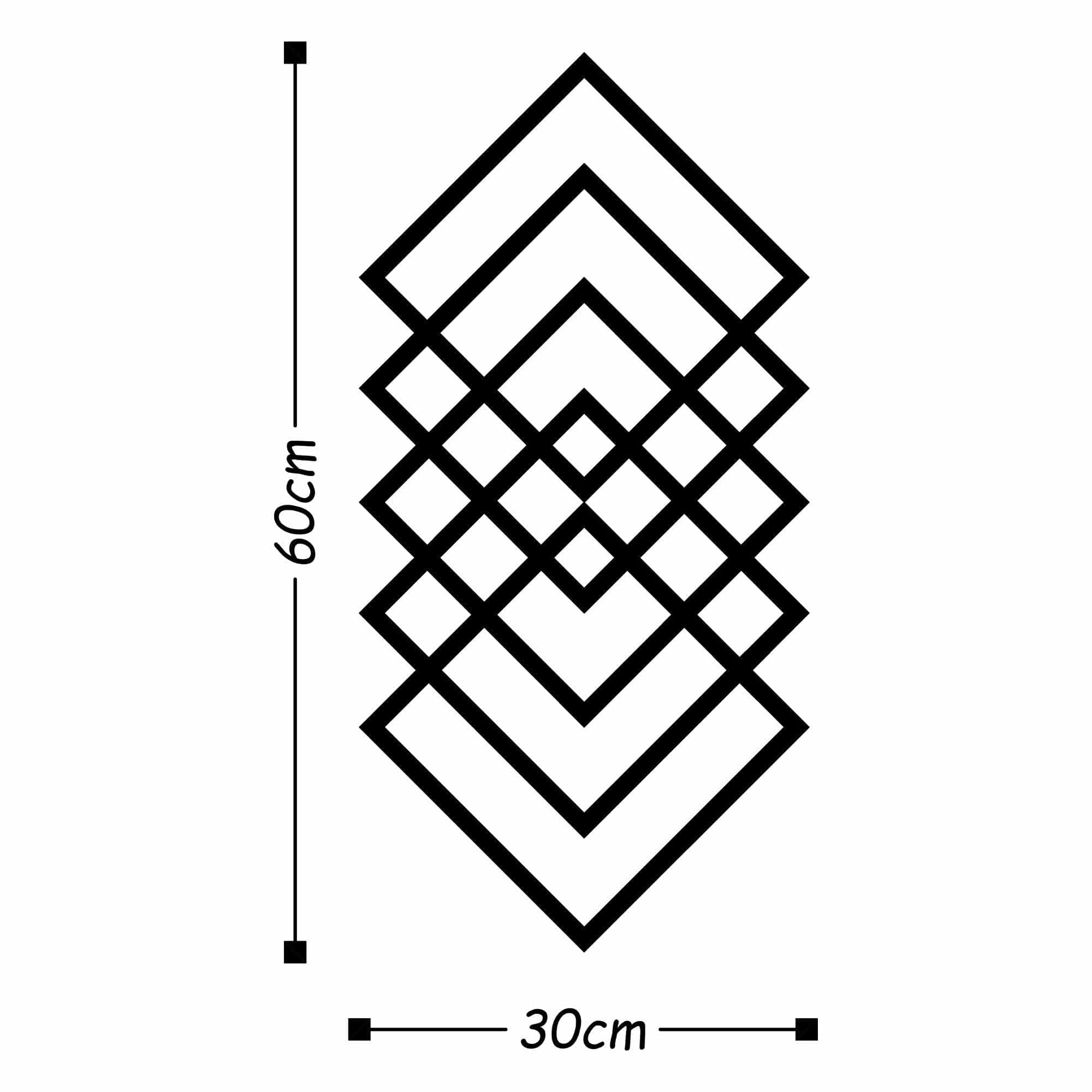 Decoratiune perete GEOMETRY, negru, metal, 30x60 cm