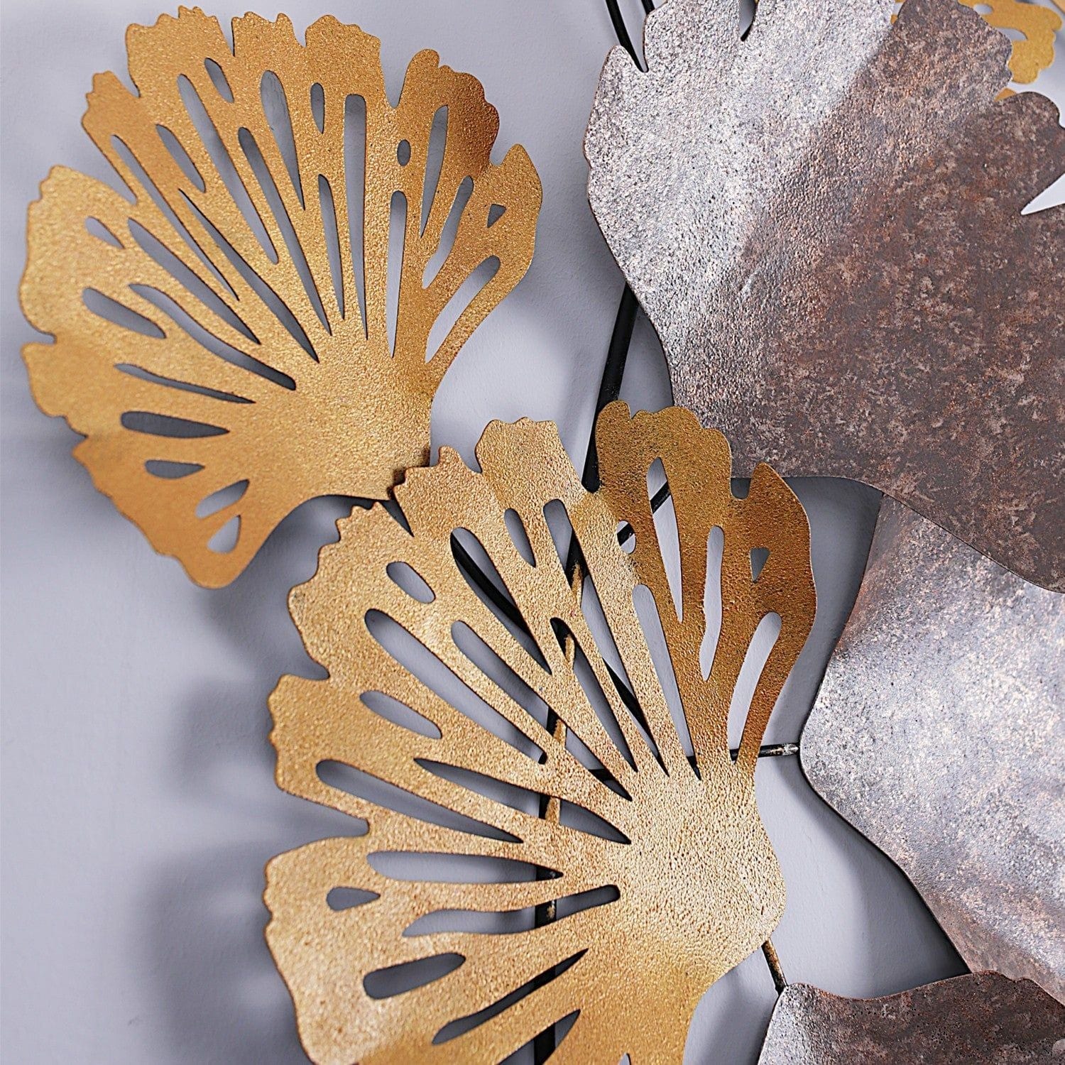 Decoratiune perete GERGO, bej/auriu, metal, 130x6x60 cm