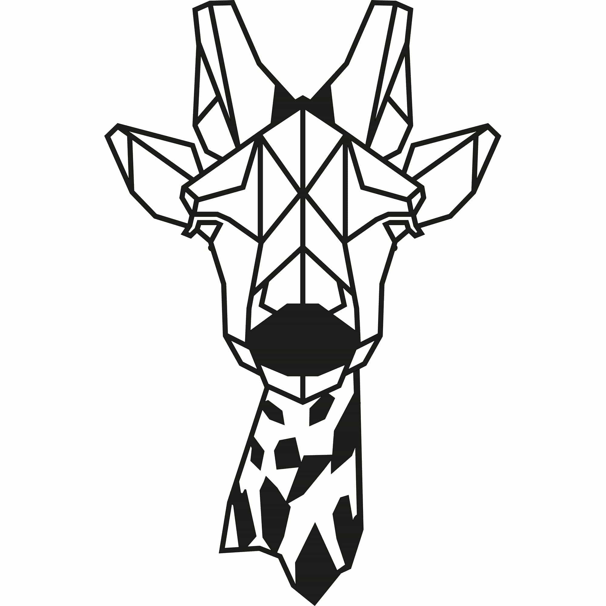 Decoratiune perete GIRAFFE, negru, metal, 33x50 cm