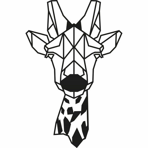Decoratiune perete GIRAFFE, negru, metal, 33x50 cm