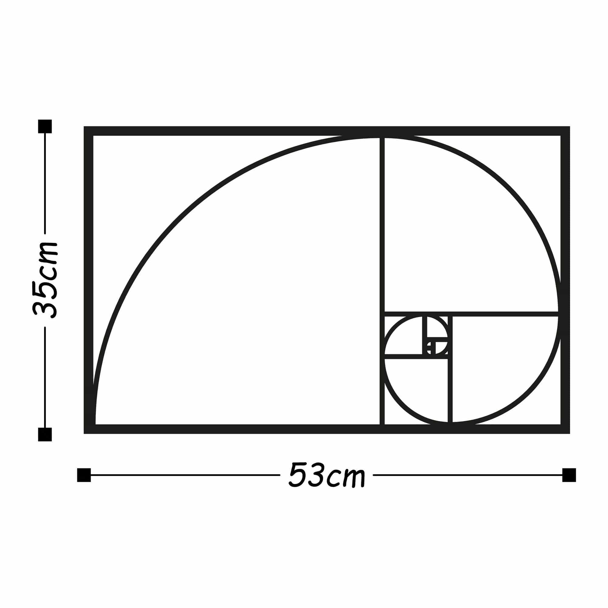 Decoratiune perete GOLDEN RATIO, negru, metal, 53x35 cm