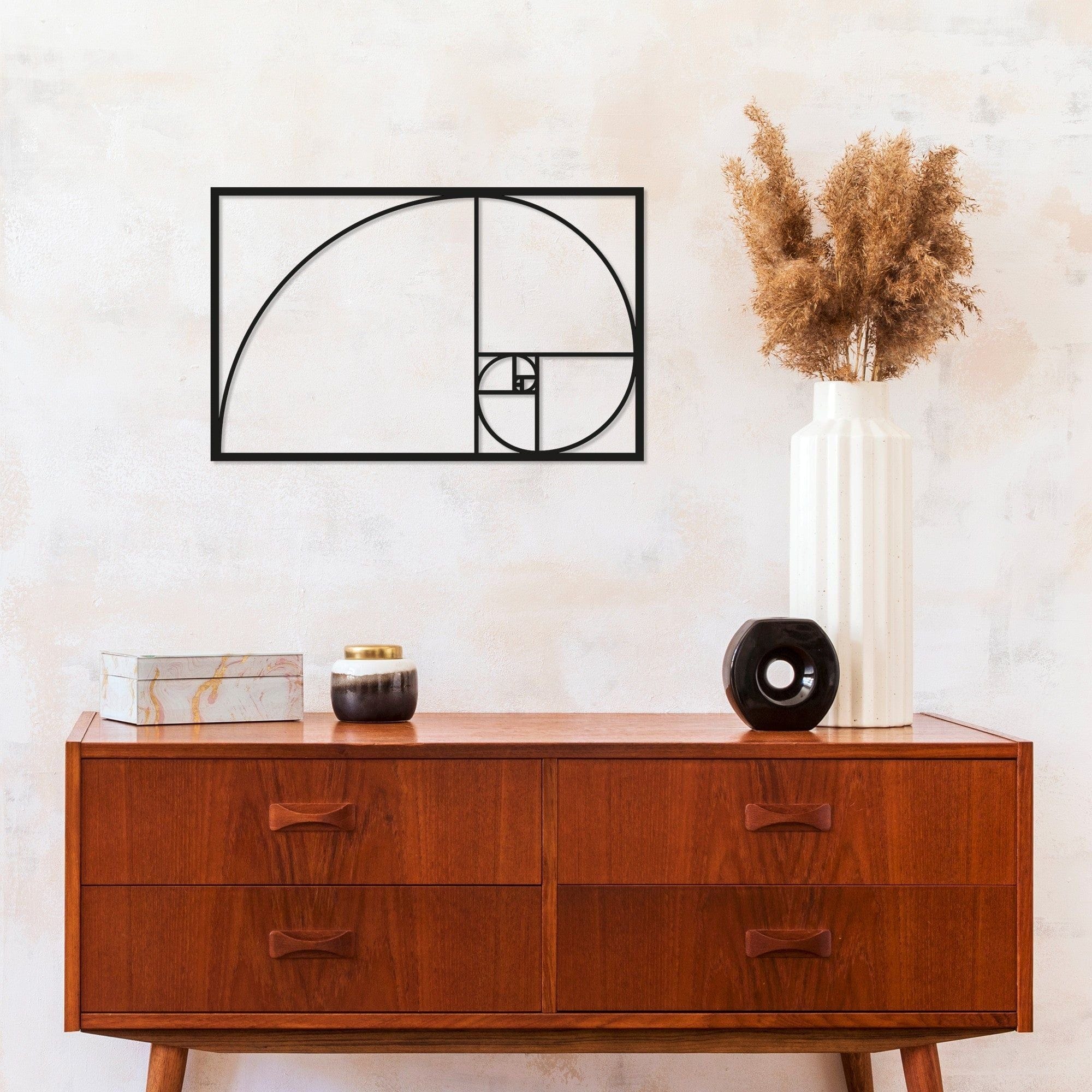 Decoratiune perete GOLDEN RATIO, negru, metal, 53x35 cm