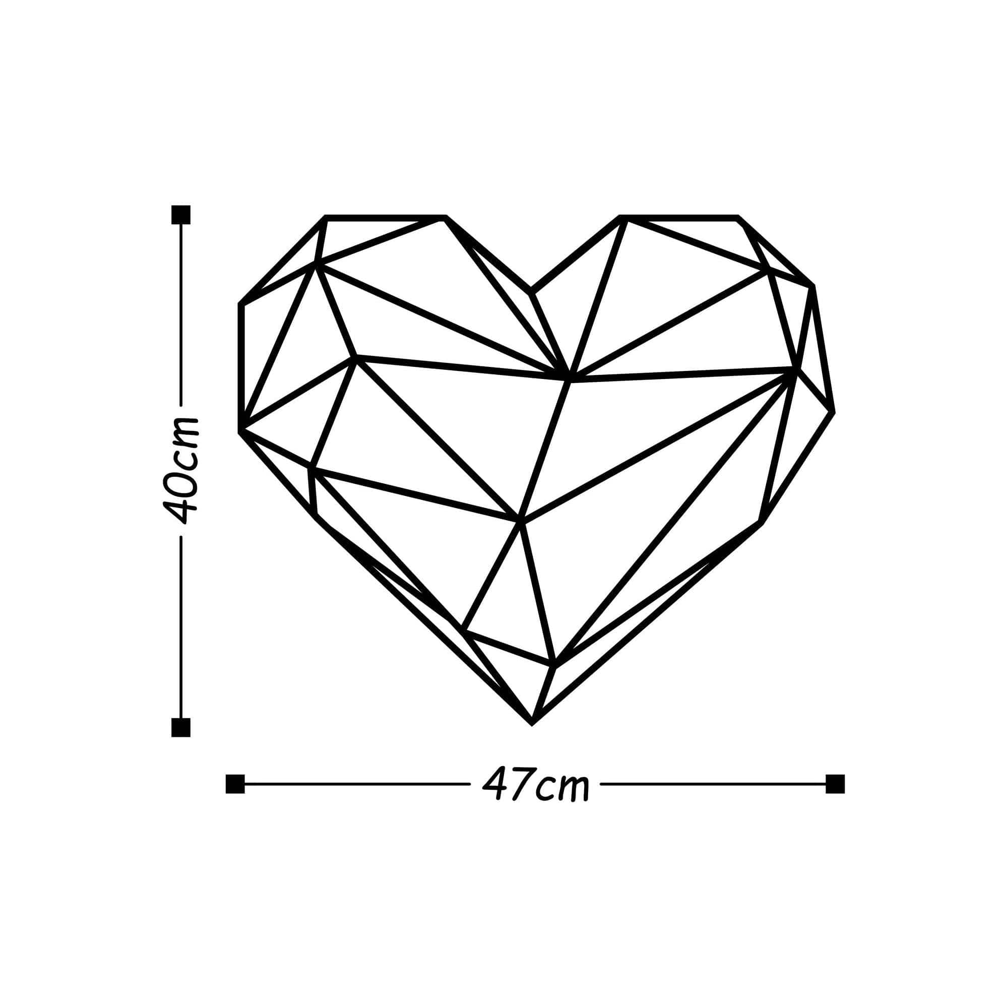 Decoratiune perete HEART, negru, metal, 47x40 cm