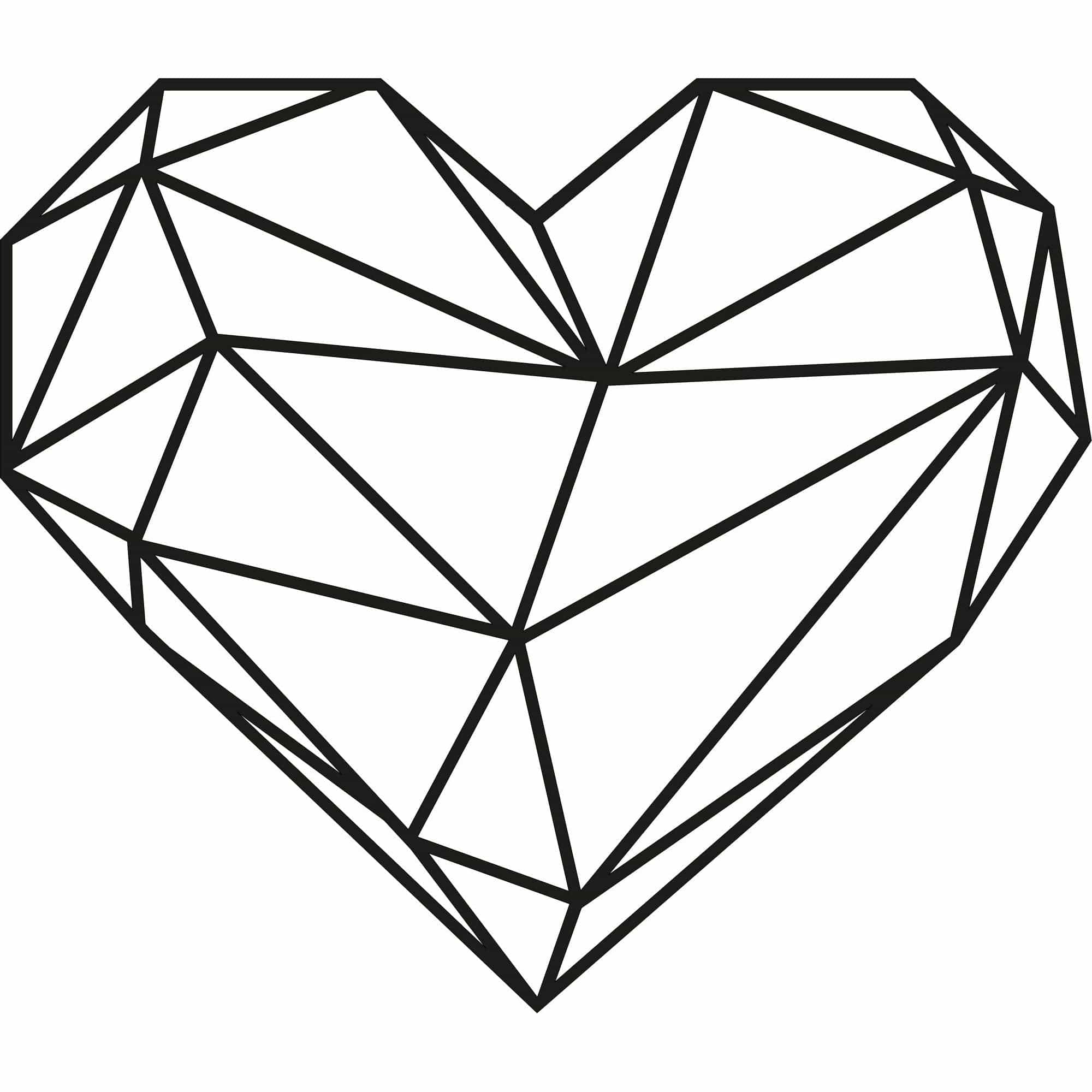 Decoratiune perete HEART, negru, metal, 47x40 cm