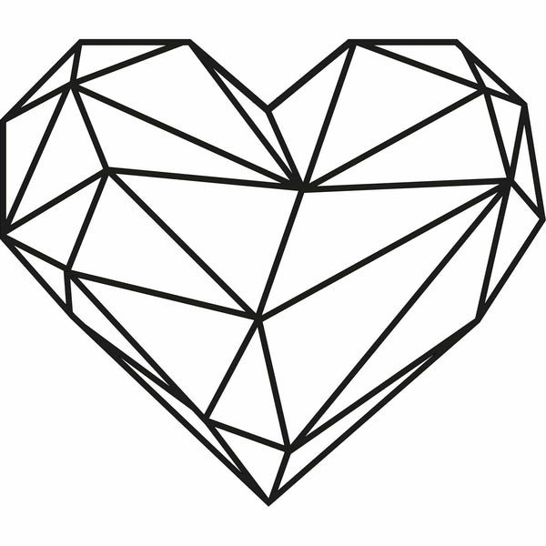 Decoratiune perete HEART, negru, metal, 47x40 cm