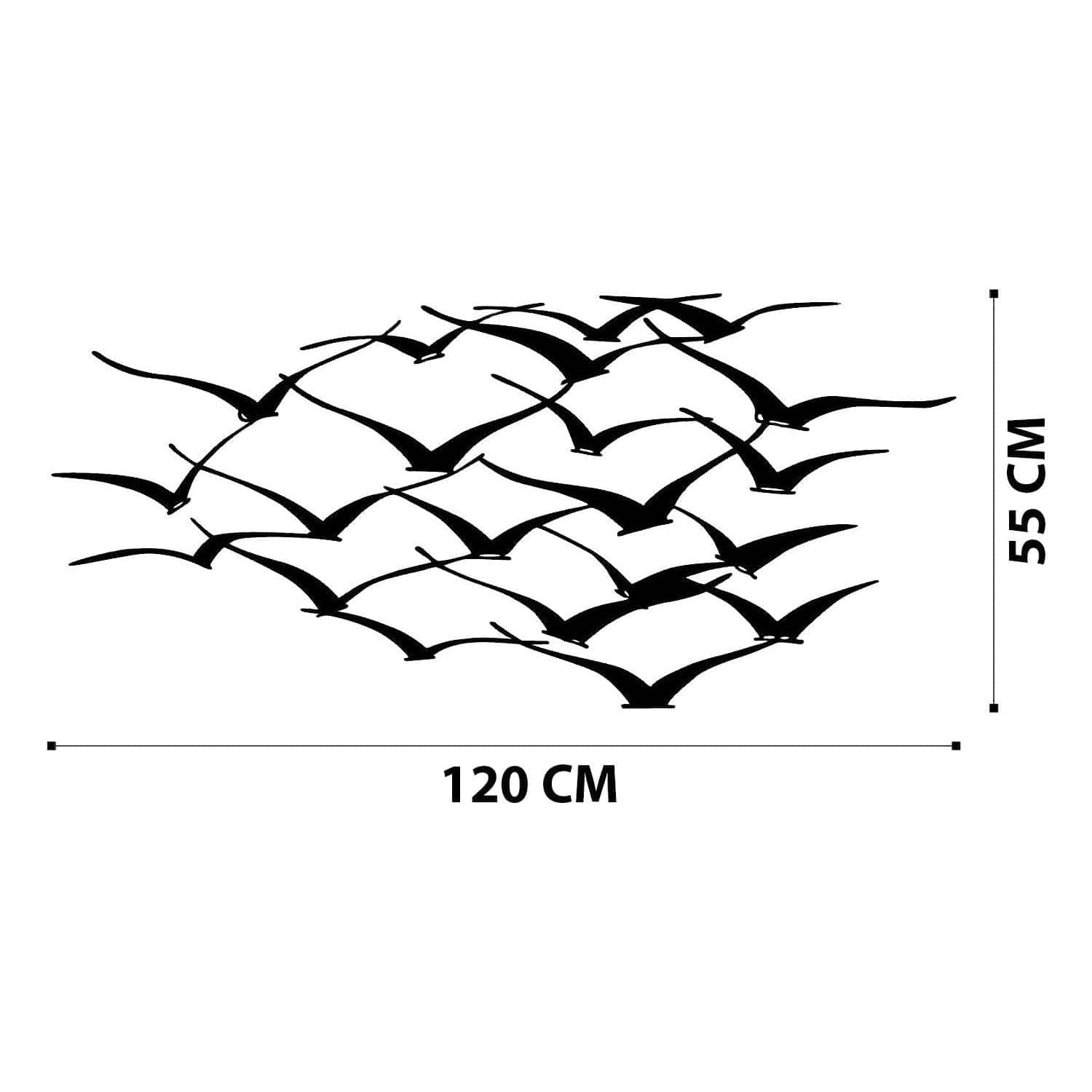 Decoratiune perete HERD OF BIRDS, negru, metal, 120x55 cm