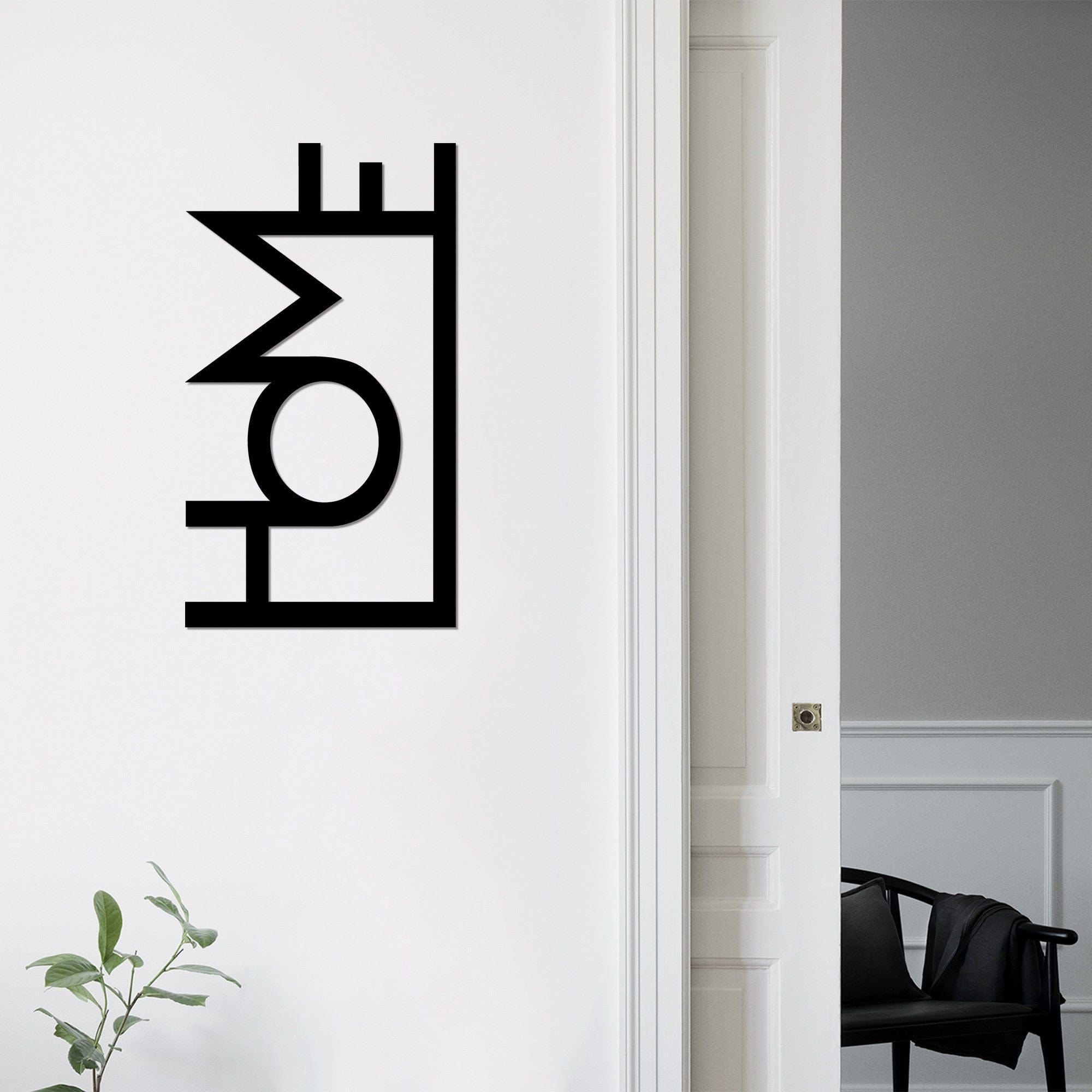 Decoratiune perete HOME, negru, metal, 28x50 cm