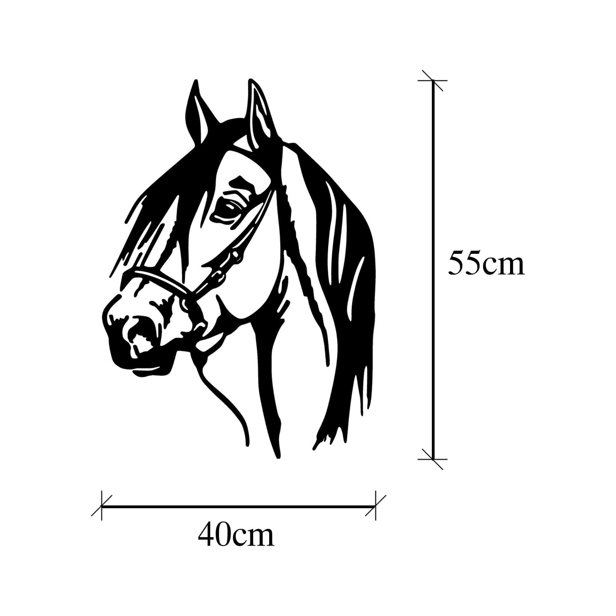 Decoratiune perete HORSE HEAD, negru, metal, 40x55 cm
