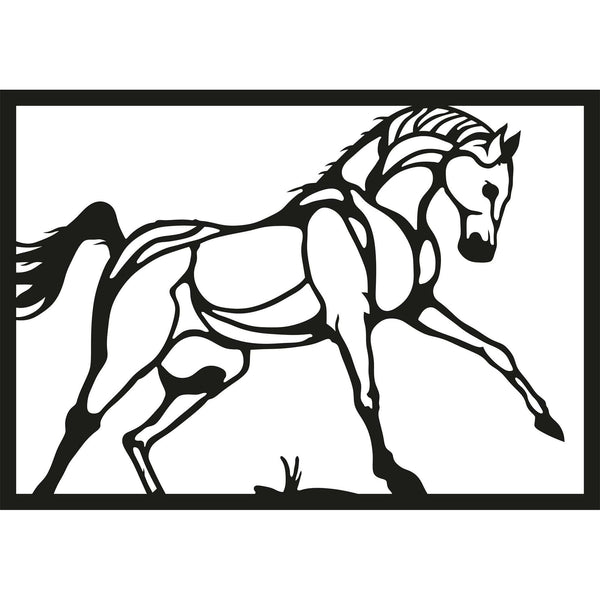 Decoratiune perete HORSE, negru, metal, 49x34 cm
