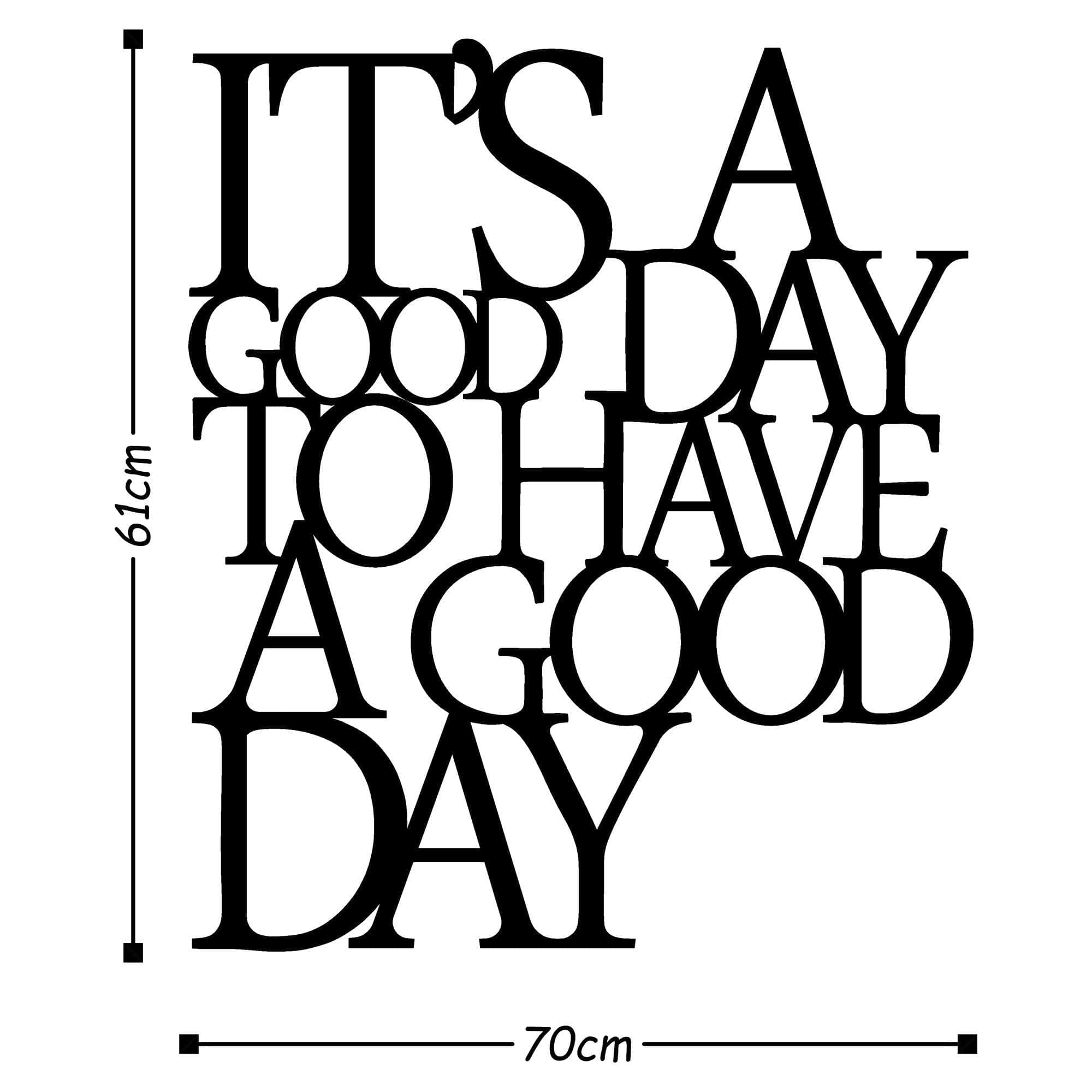 Decoratiune perete ITS A GOOD, negru, metal, 70x61 cm