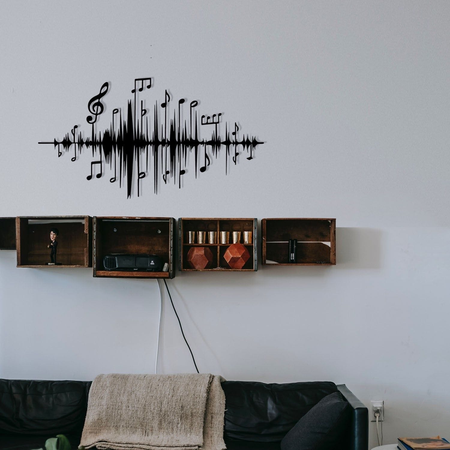 Decoratiune perete LAL, negru, metal, 69x37 cm