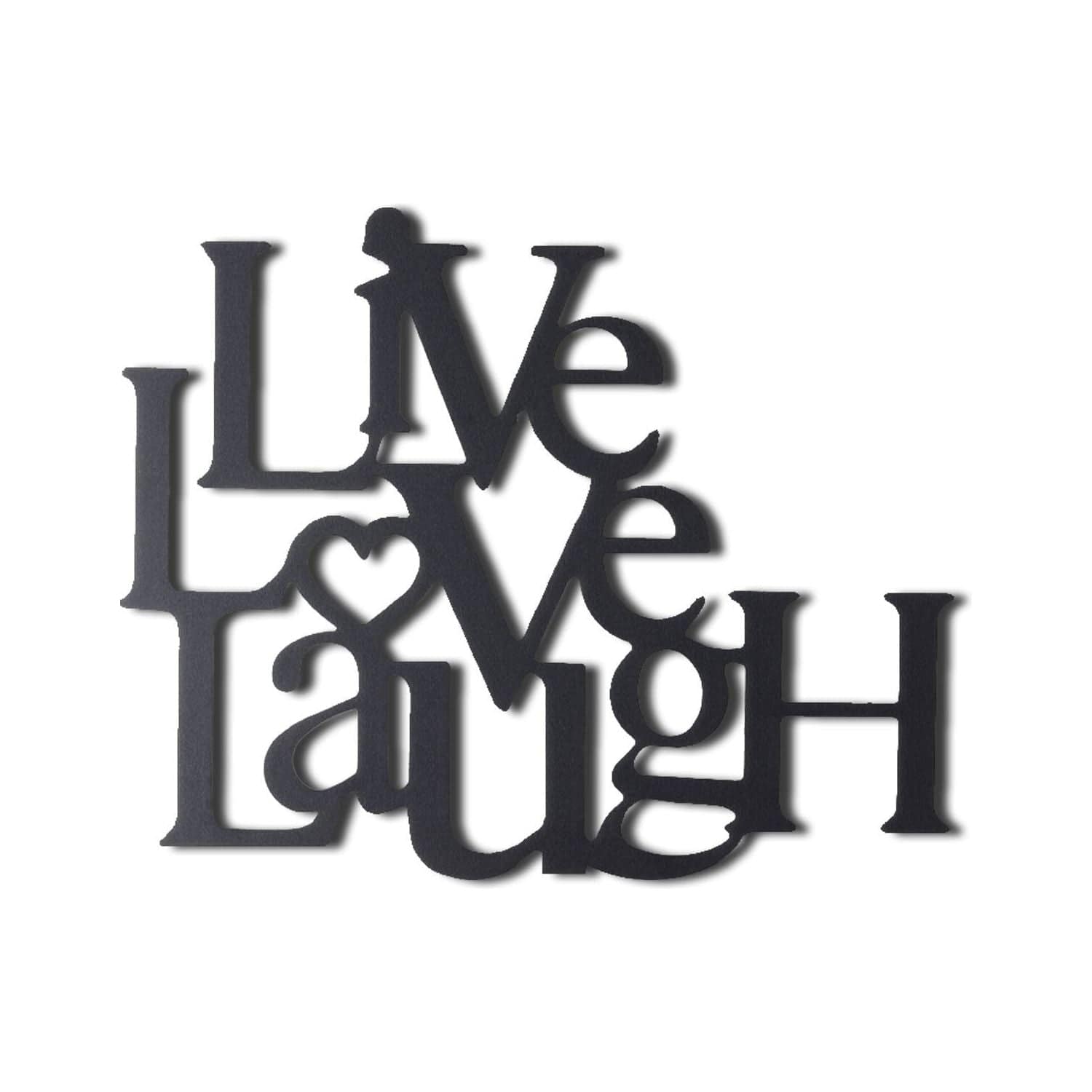 Decoratiune perete LITTLE LOVE LAUGH, negru, metal, 49x40 cm