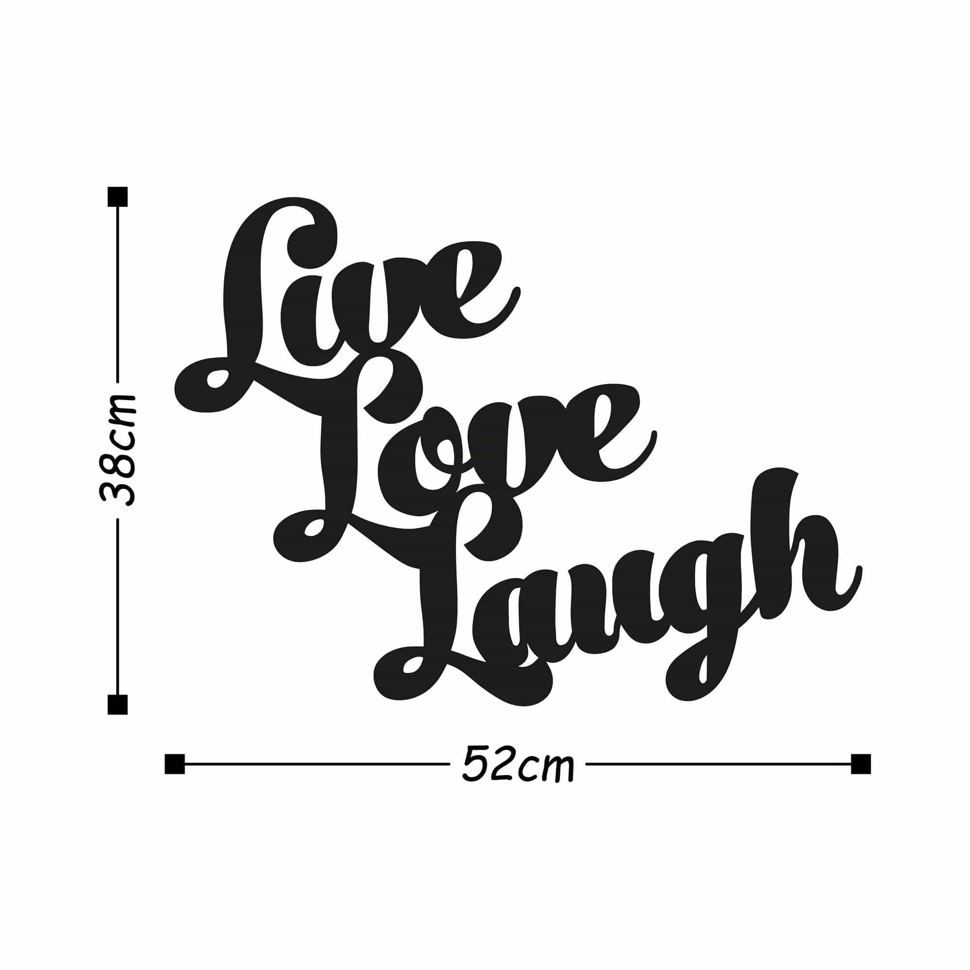 Decoratiune perete LIVE LOVE LAUGH, negru, metal, 52x38 cm