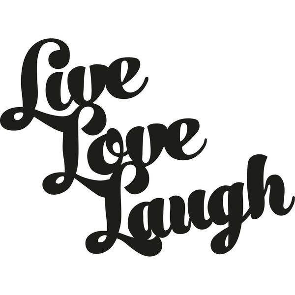 Decoratiune perete LIVE LOVE LAUGH, negru, metal, 52x38 cm
