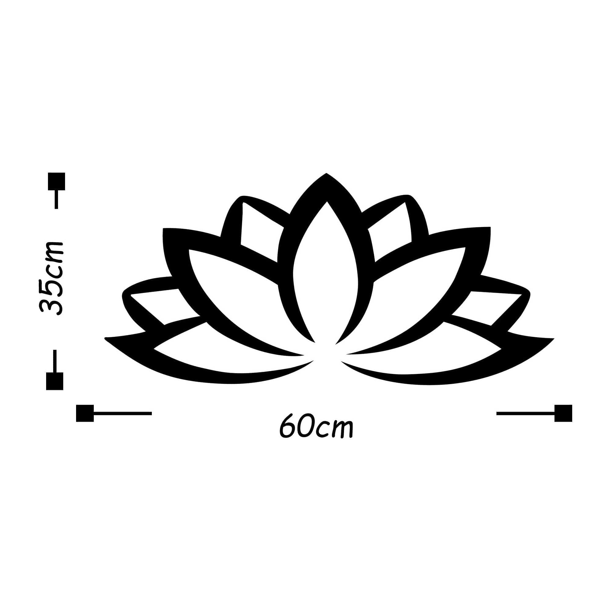Decoratiune perete LOTUS FLOWER 2, negru, metal, 60x35 cm