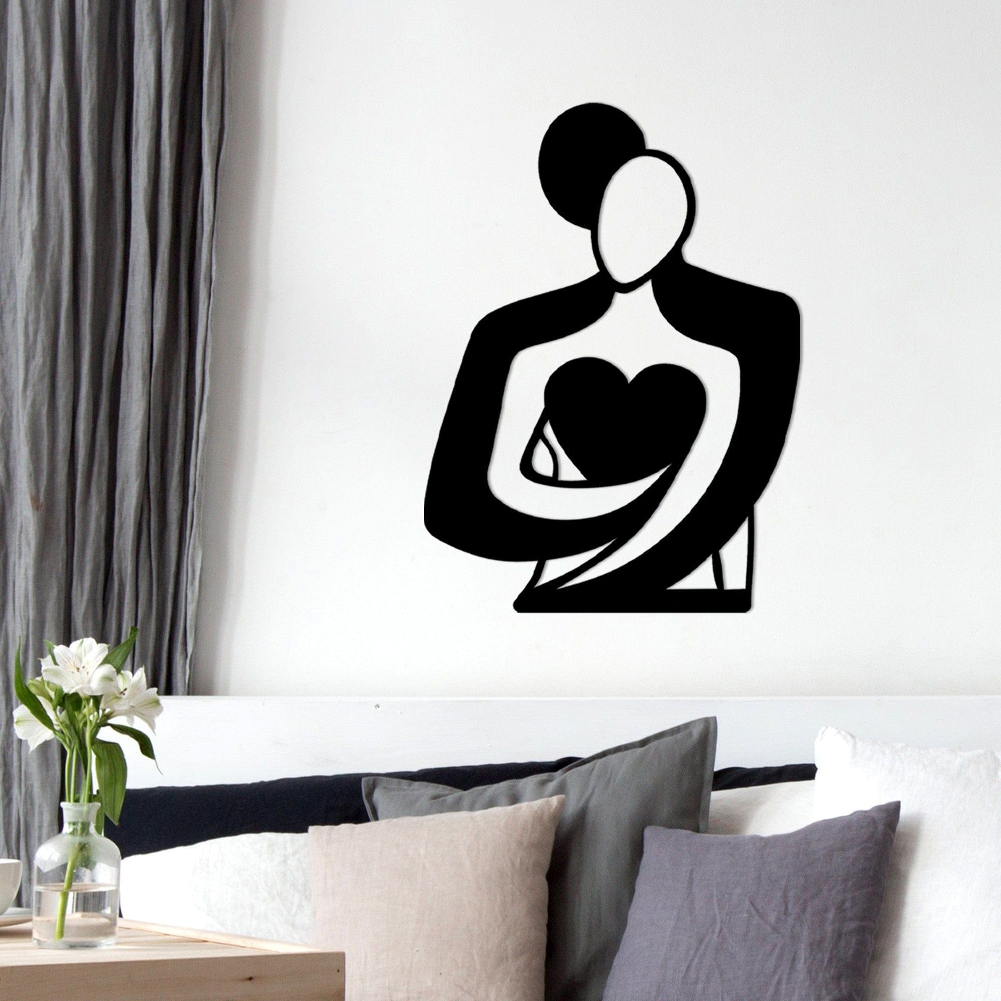 Decoratiune perete LOVE, negru, metal, 70x52 cm