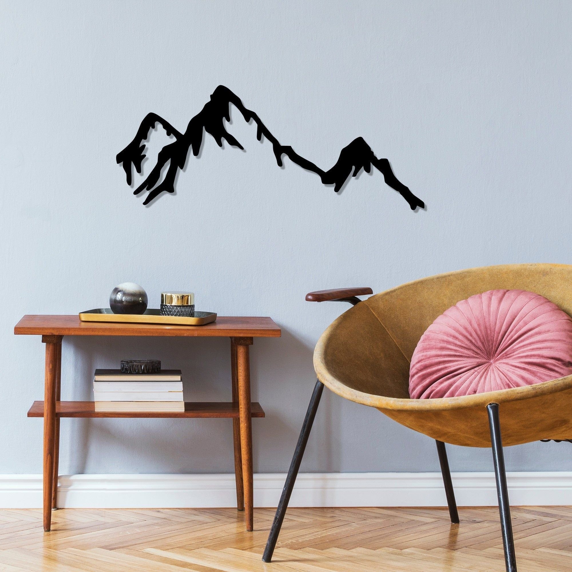 Decoratiune perete MOUNTAIN, negru, metal, 70x45 cm