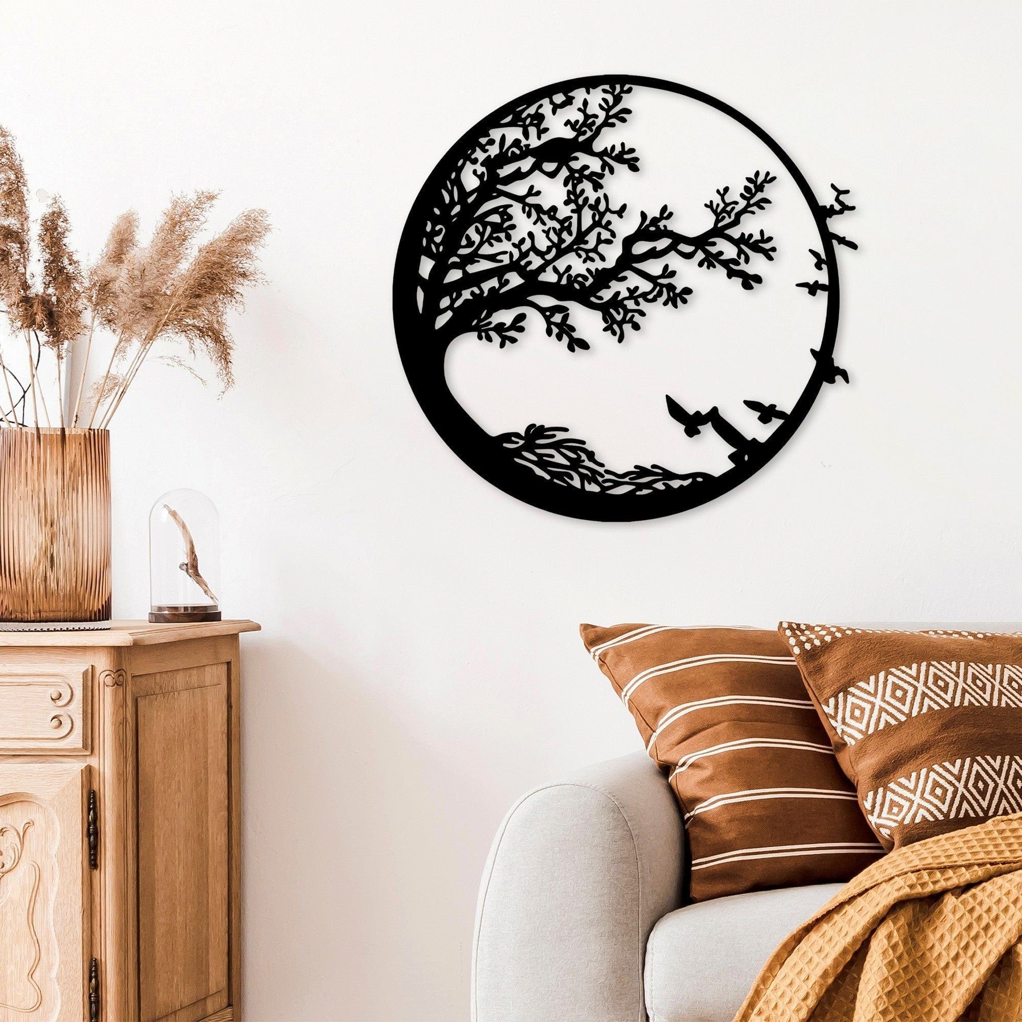 Decoratiune perete Night, negru, metal 68x2x66 cm
