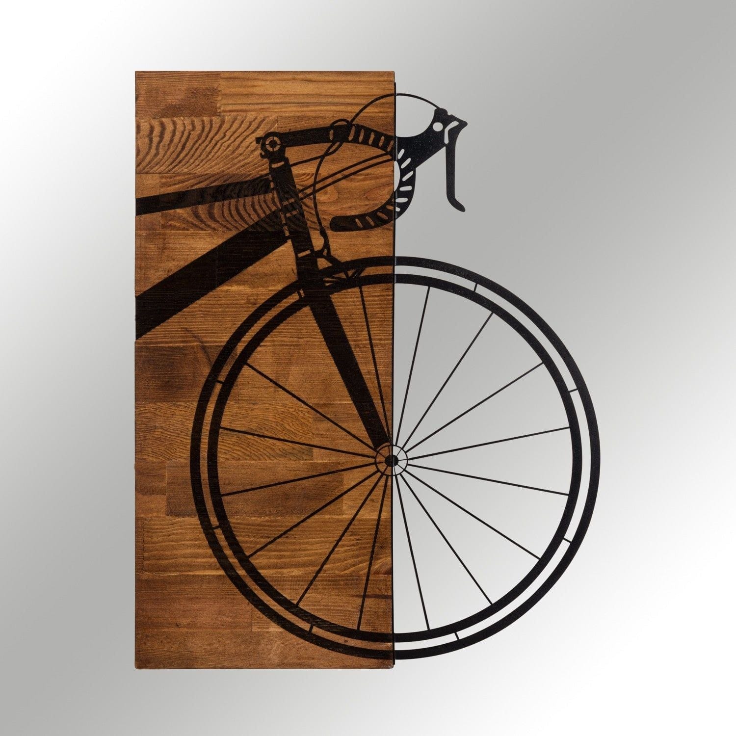 Decoratiune perete, nuc/negru, lemn/metal, 40x58 cm